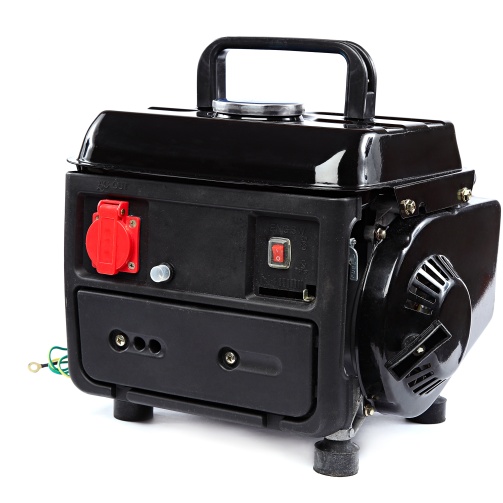 Portable fuel electric generator on white background.